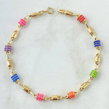 Pulso Rustico Barril Liso 2.65gr / 17.5cm / 4mm Cauchos De Colores Oro Amarillo 18K
