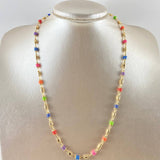 Cadena Rustica Barril Liso 7.2gr / 50cm / 3.8mm Cuchos De Colores Oro Amarillo 18K *