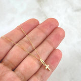 Cadena Veneciana 0.85gr / 40cm / 0.5mm + Dije Cruz 0.25gr / 1.6cm Lisa 1.1gr / Oro Amarillo 18K (Oferta)