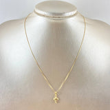 (Revision) Cadena Veneciana 0.85gr / 40cm / 0.5mm + Dije Cruz 0.3gr / 1.6cm Cargador Bordeado 1.15gr / Oro Amarillo 18K (Oferta)