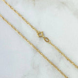 Cadena Singapur 1.1gr / 50cm / 1.7mm + Dije Guadalupe 0.35gr / 1.5cm Ovalo 1.45gr / Oro Amarillo 18K (Oferta)