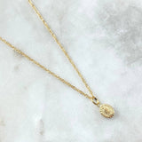 Cadena Singapur 1.1gr / 50cm / 1.7mm + Dije Guadalupe 0.4gr / 1.6cm Ovalo Mate 1.5gr / Oro Amarillo 18K (Oferta)