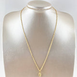 Cadena Singapur 1.1gr / 50cm / 1.7mm + Dije Guadalupe 0.4gr / 1.6cm Ovalo Mate 1.5gr / Oro Amarillo 18K (Oferta)