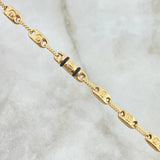 Pulso Rustico Tres Por Uno Tornillo 4.2gr / 20cm / 4mm Cauchos Negros - Eslabon Texturizado Oro Amarillo 18K