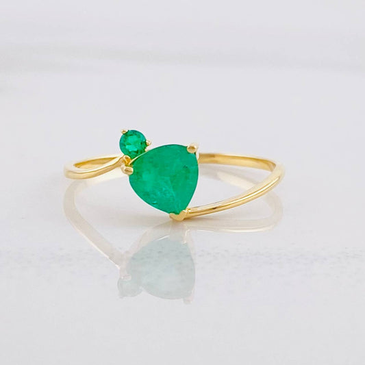 Anillo Solitario Esmeraldas 42pts 1.15g / T6 3/4 Oro Amarillo 18K