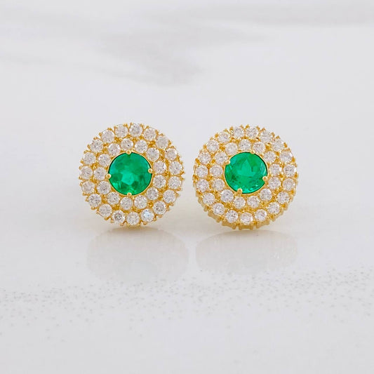 Topos Circulo Tupido Esmeraldas 6.51qts Diamantes 1.28qts 4.8g / 12.55mm Oro Amarillo 18K