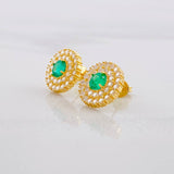 Topos Circulo Tupido Esmeraldas 6.51qts Diamantes 1.28qts 4.8g / 12.55mm Oro Amarillo 18K
