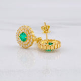 Topos Circulo Tupido Esmeraldas 6.51qts Diamantes 1.28qts 4.8g / 12.55mm Oro Amarillo 18K