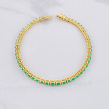 Pulso Tenis Esmeraldas 6.51qts 13.15g / 18cm / 4.25mm Oro Amarillo 18K