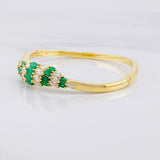 Pulso Hoja Esmeraldas 2.44qts Diamantes 3.12qts 29.45g / 16.8cm / 3.45mm Oro Amarillo 18K