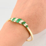 Pulso Hoja Esmeraldas 2.44qts Diamantes 3.12qts 29.45g / 16.8cm / 3.45mm Oro Amarillo 18K
