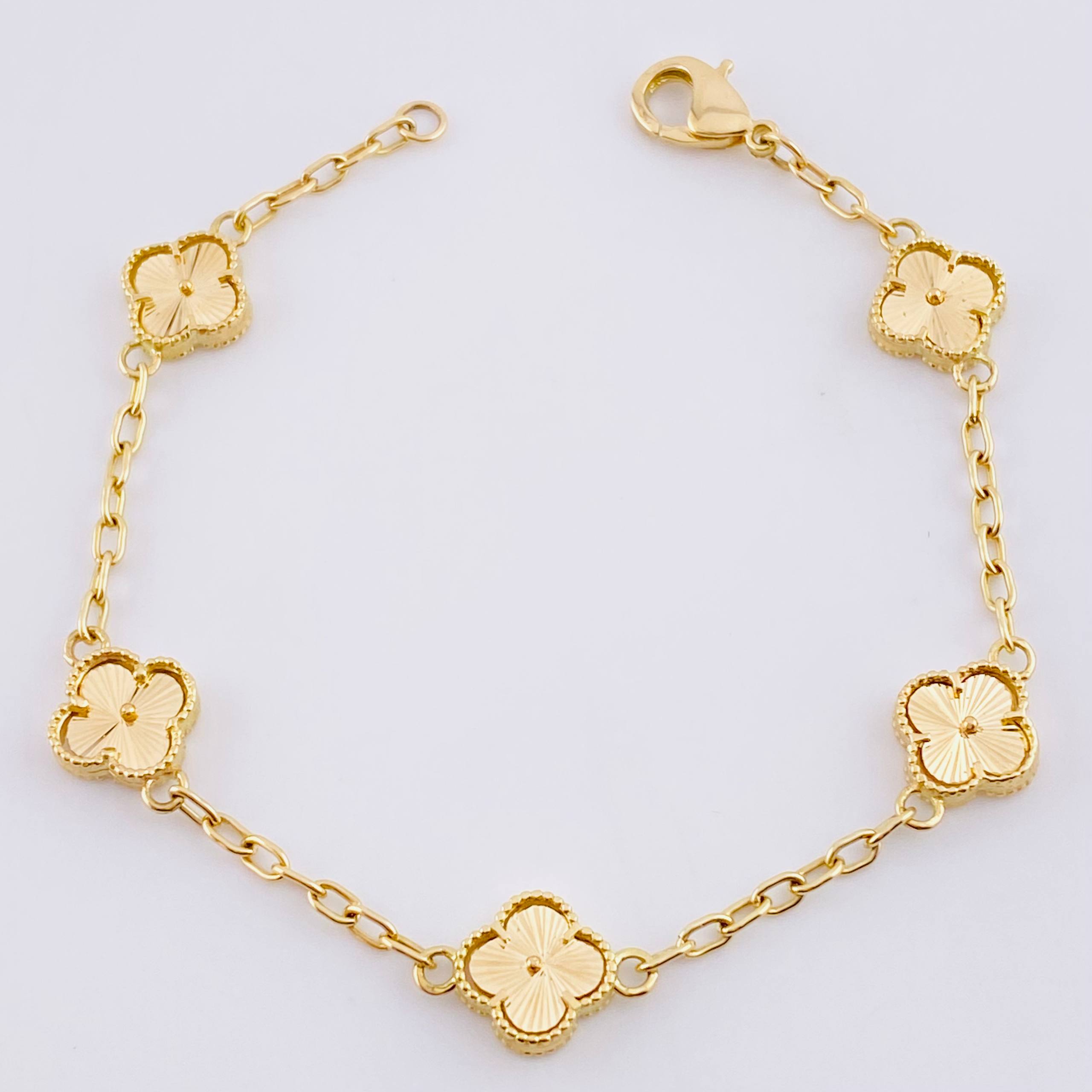 Pulso Trebol Aro Seguido 7g / 18.2cm / 2mm Oro Amarillo 18K