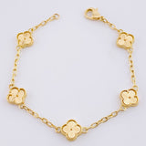 Pulso Trebol Aro Seguido 7g / 18.2cm / 2mm Oro Amarillo 18K