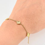 Pulso Trebol Espiga Diamantado 4.95g / 18.2cm / 1.6mm Oro Amarillo 18K