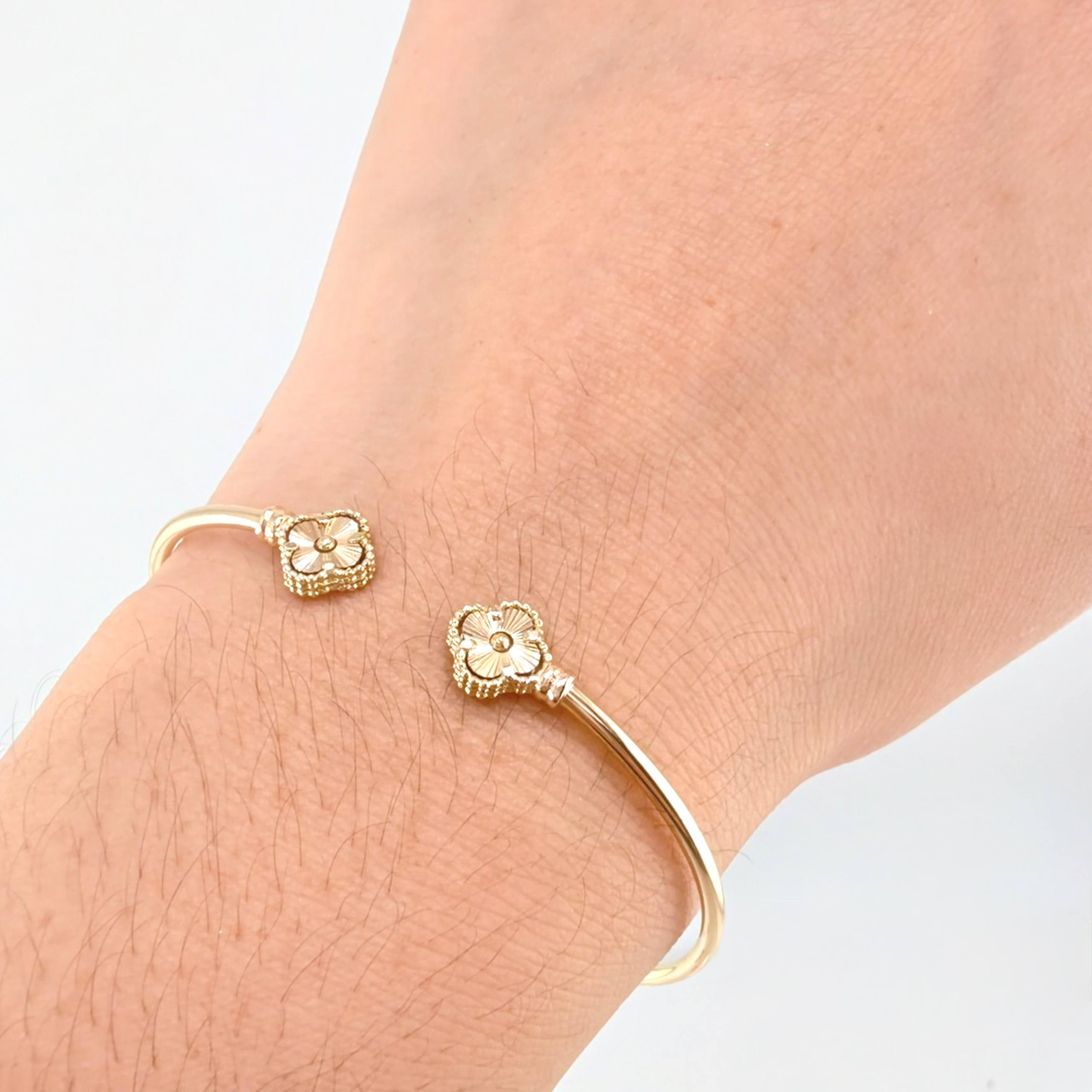 Pulso Aro Trebol Diamatando 3.6gr / 17cm / 1.8mm Oro Amarillo 18K *