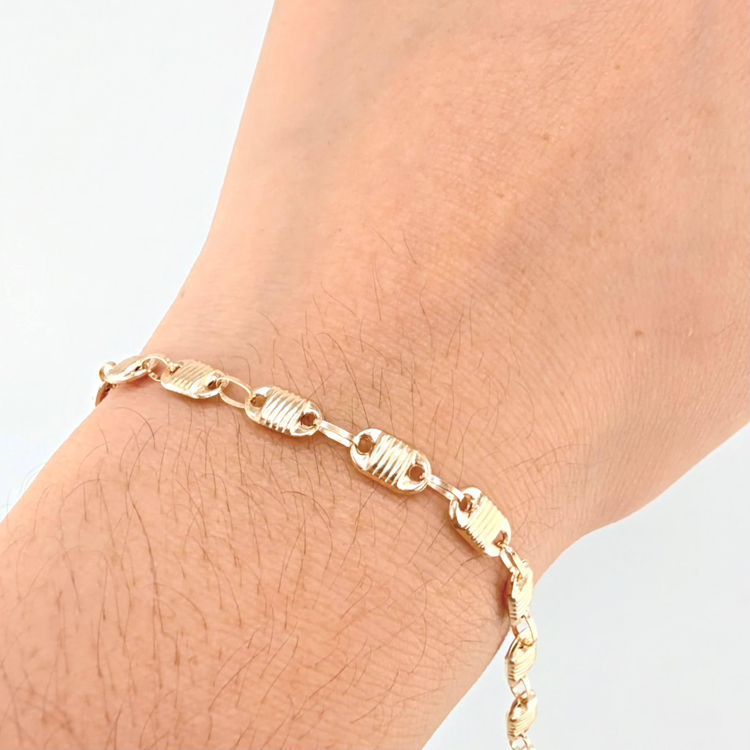 Pulso Rustico Canotillo 3.65gr / 18.5cm / 4.7mm Oro Amarillo 18K ©