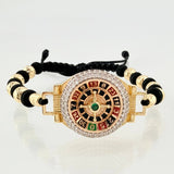 Pulsera Negra Ruleta Neoros Bolas Diamantas 8 und 10.65gr / 6mm-5mm Oro Amarillo 18K