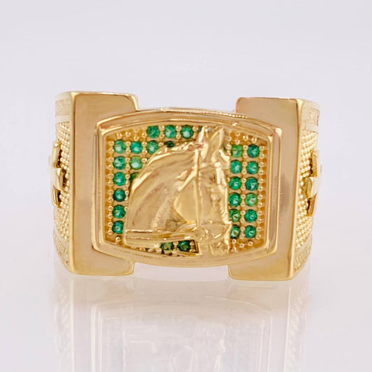 Anillo Caballo Cruzado 7.7gr / T10 / Oro Amarillo 18K