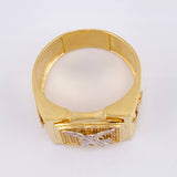 Anillo San Miguel Arcangel 7.55gr / T11 / Dos Oros Amarillo Blanco 18K ©