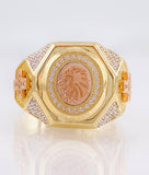 Anillo Leon Cruzado 12.45gr / T12 1/4 / Dos Oros Amarillo Rosa 18K *