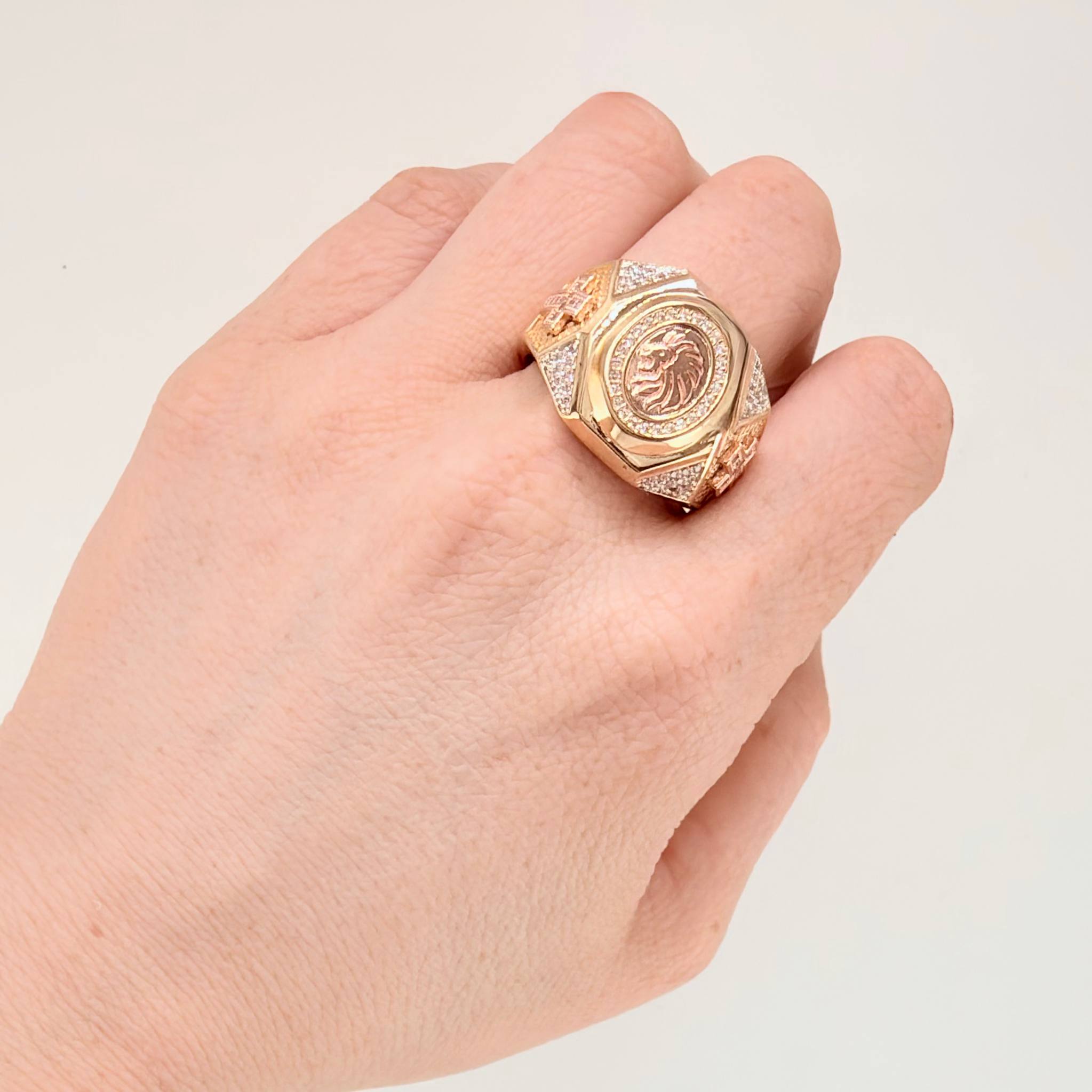 Anillo Leon Cruzado 12.45gr / T12 1/4 / Dos Oros Amarillo Rosa 18K *