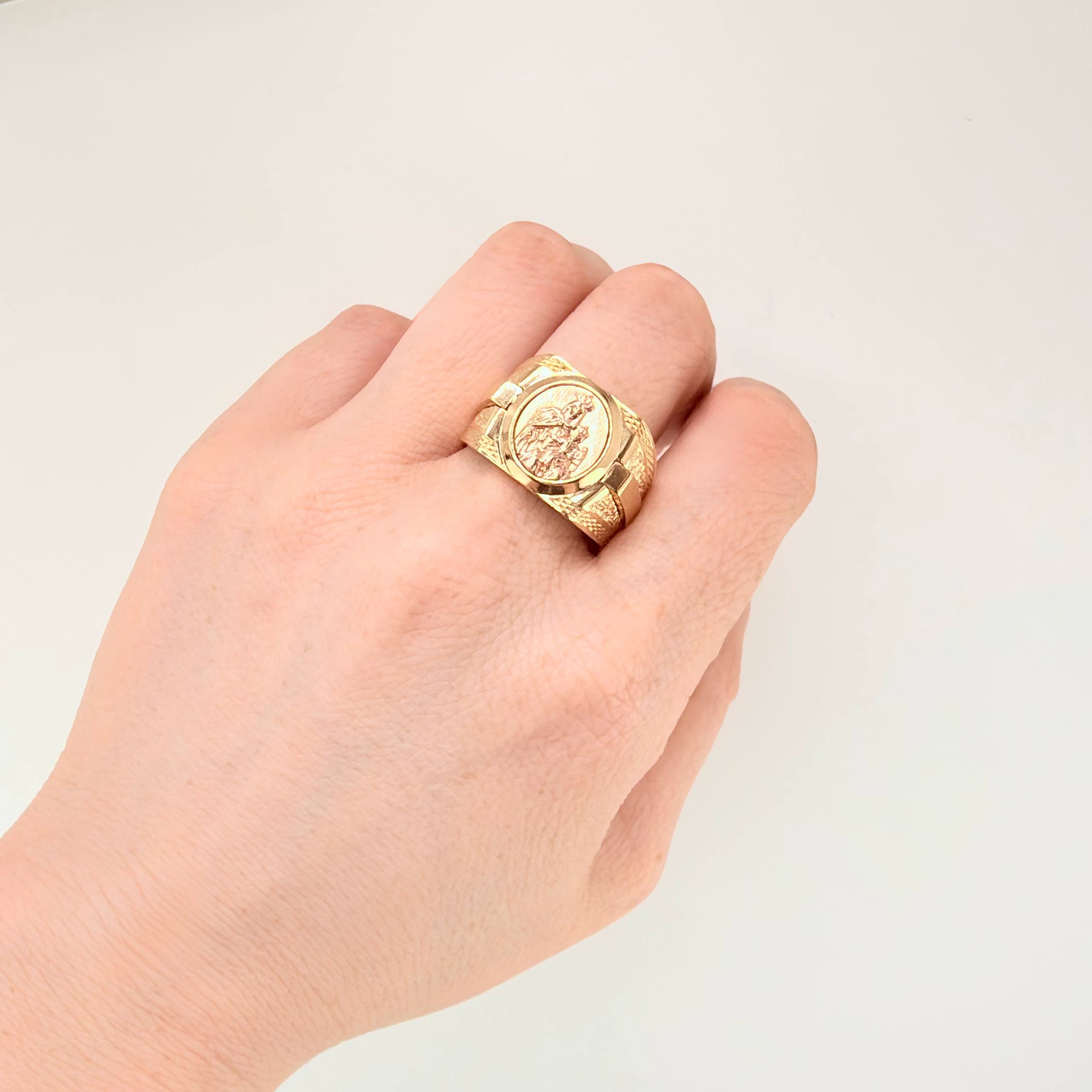 Anillo Virgen Del Carmen 8.05gr / T10 1/4 / Dos Oros Amarillo Rosa 18K