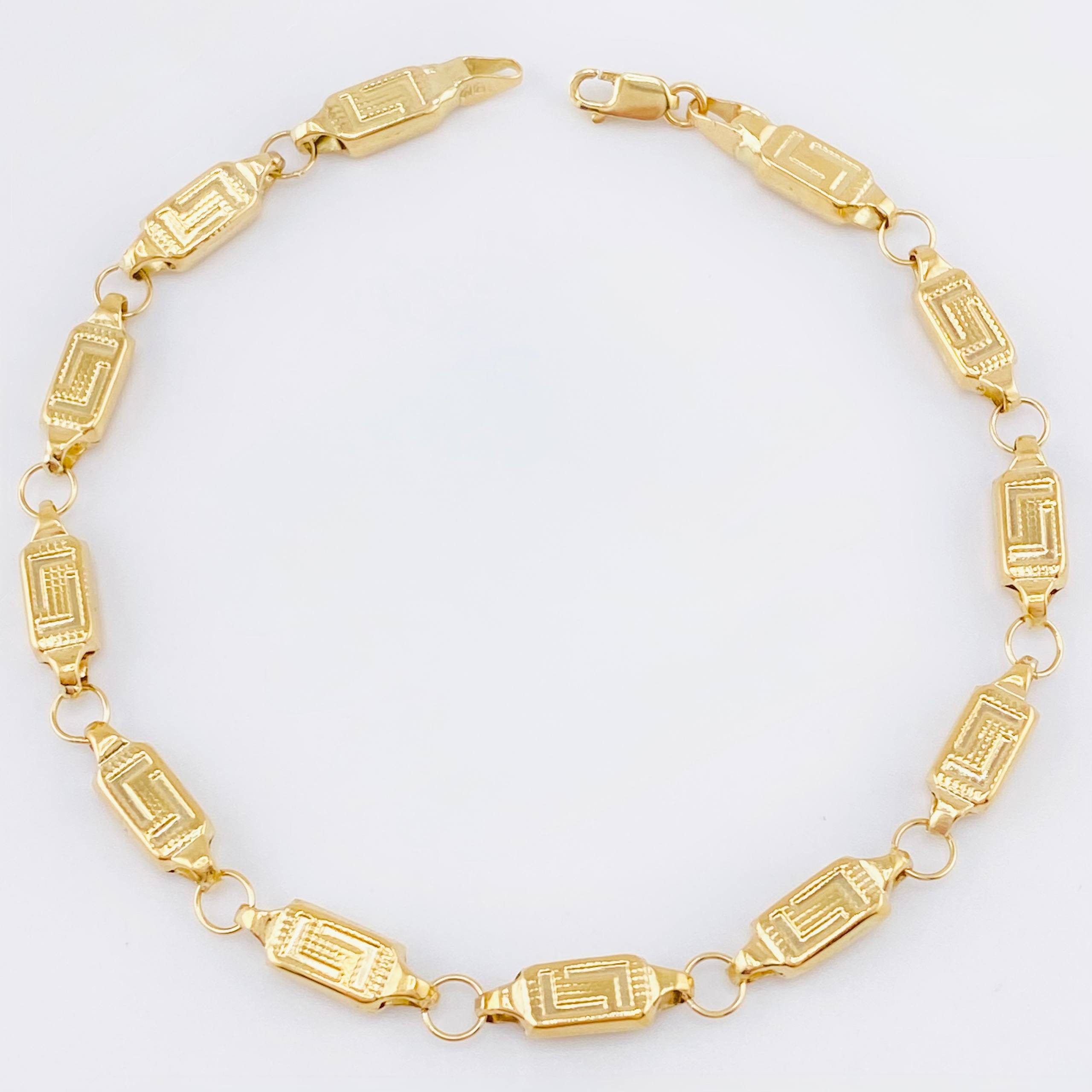 Pulso Rustico Recuadro Tribal 5.1gr / 21.5cm / 5mm Oro Amarillo 18K *