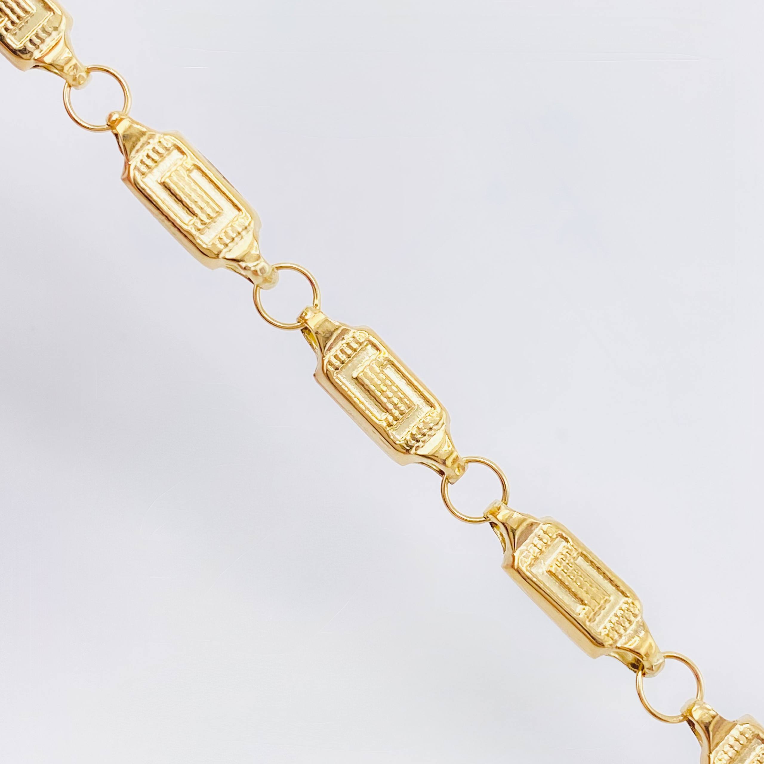Pulso Rustico Recuadro Tribal 5.1gr / 21.5cm / 5mm Oro Amarillo 18K *