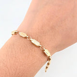 Pulso Rustico Recuadro Tribal 5.1gr / 21.5cm / 5mm Oro Amarillo 18K *