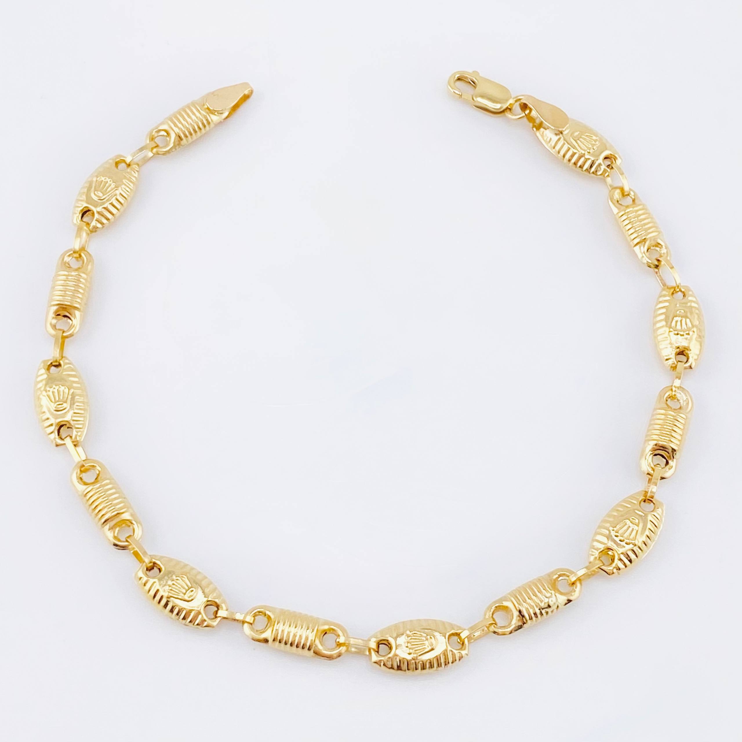 Pulso Rustico Barril Corona Rayada 4.4gr / 19cm / 5.5mm Oro Amarillo 18K *