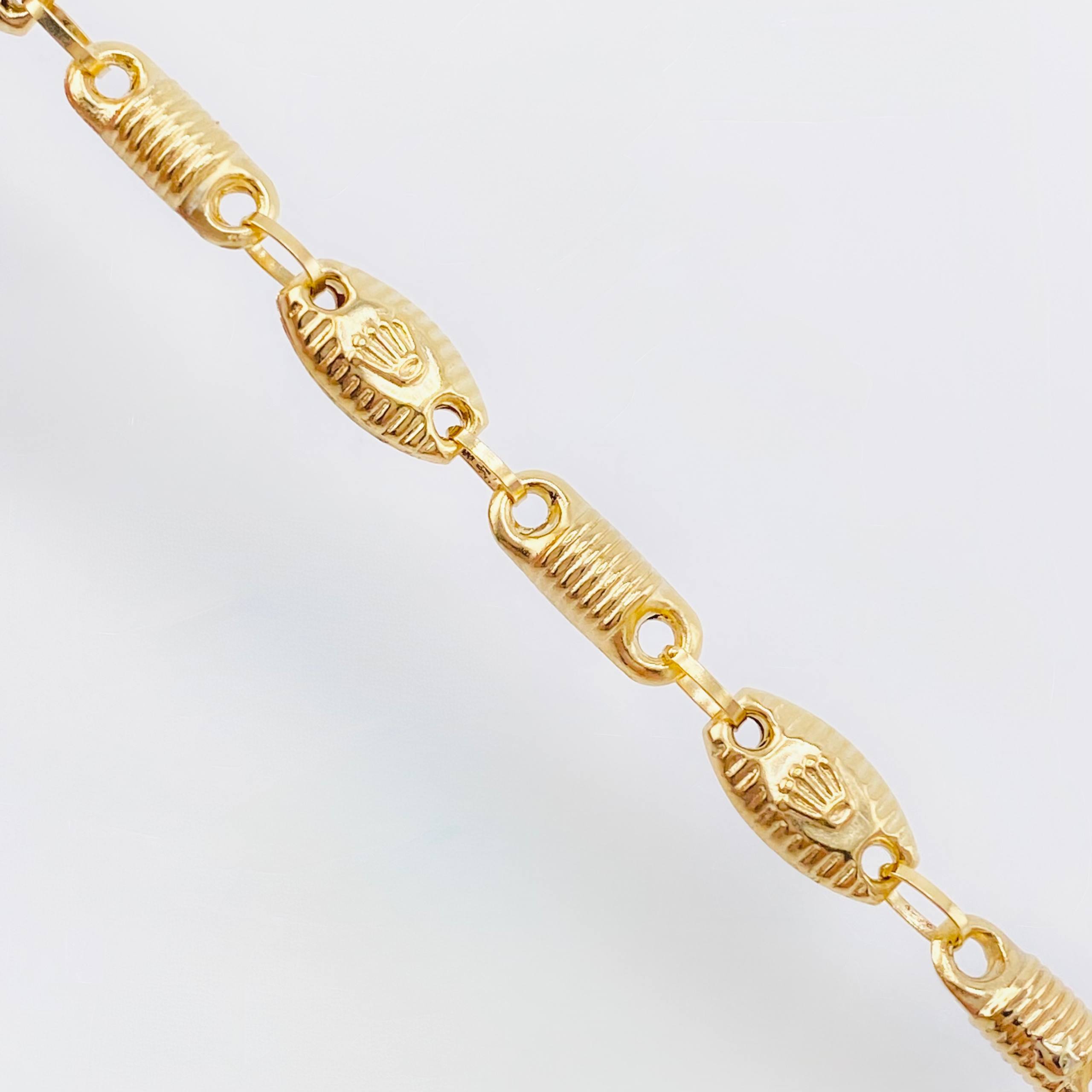 Pulso Rustico Barril Corona Rayada 4.4gr / 19cm / 5.5mm Oro Amarillo 18K *