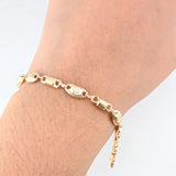 Pulso Rustico Barril Corona Rayada 4.4gr / 19cm / 5.5mm Oro Amarillo 18K *