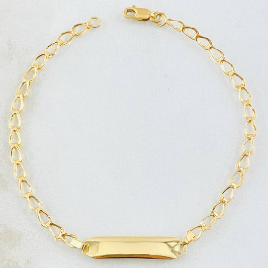 Pulso Bebé Espiga Placa Rectangular 1.35gr / 16cm / Oro Amarillo 18K *