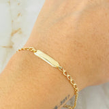 Pulso Bebé Espiga Placa Rectangular 1.35gr / 16cm / Oro Amarillo 18K *