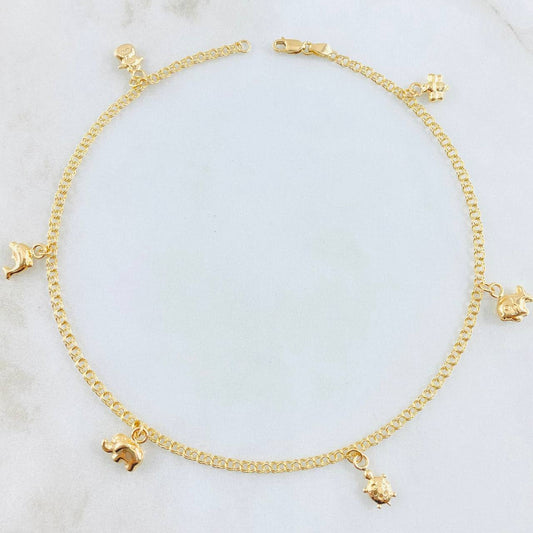 Tobillera Aro Seguido Dijes 3.8gr / 26cm / Oro Amarillo 18K *