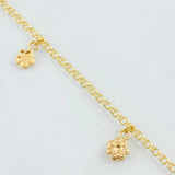 Tobillera Aro Seguido Dijes 3.5gr / 23.5cm / Oro Amarillo 18K *