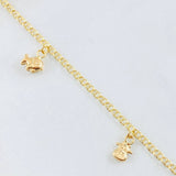 Tobillera Aro Seguido Dijes 3.7gr / 26cm / Oro Amarillo 18K *