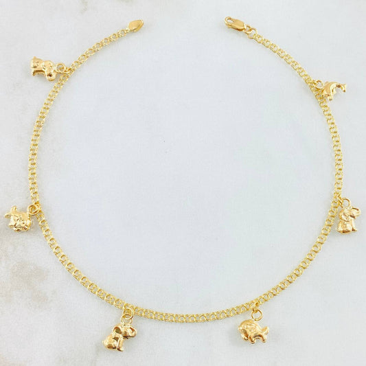 Tobillera Aro Seguido Dijes 3.8gr / 24.5cm / Oro Amarillo 18K *