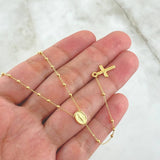 Rosario Virgen Milagrosa 2.7gr / 50cm / 2mm Bolas Lisas Cruz Lisa Oro Amarillo +4 18K ©