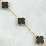 Pulso Modulable Trebol Onix Negro 4.55 g / 18.2 cm - 16 cm / 0.55 mm Oro Amarillo 18K