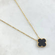 Cadena Aro Seguido Trébol VCyA 3.9gr / 45cm / 1.5mm Onix Negro Punteado Oro Amarillo Nac.Esp. 18K