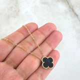 Cadena Aro Seguido Trébol VCyA 3.9gr / 45cm / 1.5mm Onix Negro Punteado Oro Amarillo Nac.Esp. 18K