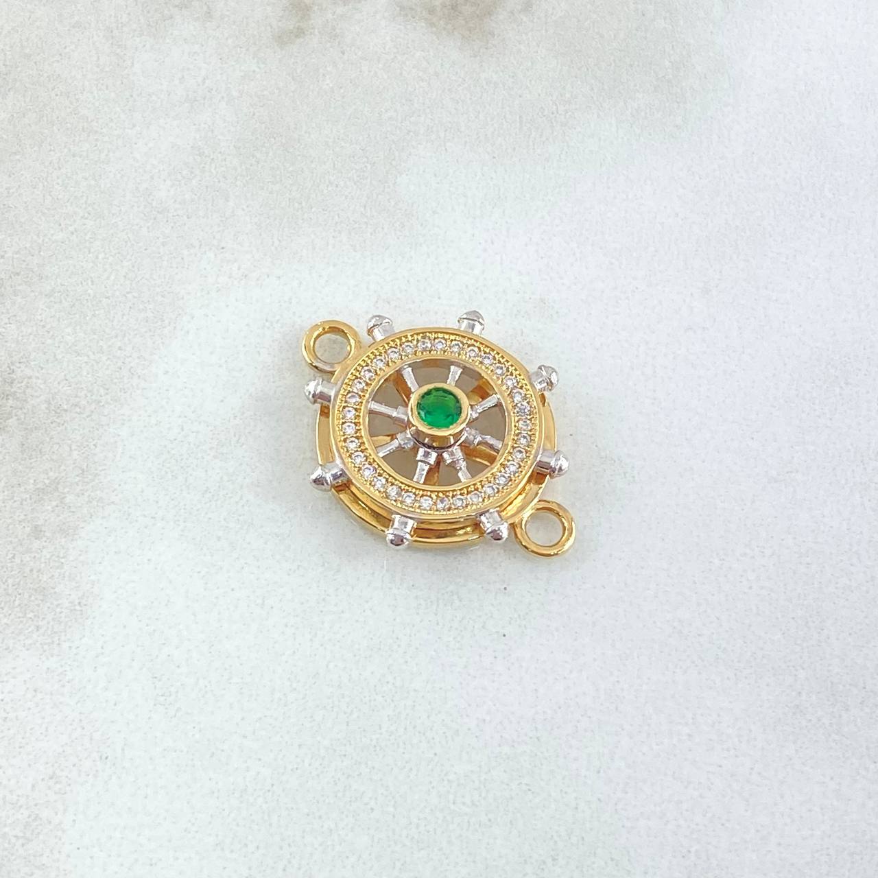 Herraje Timón Móvil 3.8gr / 1.7cm-2.4cm / Circones Blancos Verde Dos Oros Amarillo Blanco 18K ©