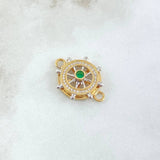 Herraje Timón Móvil 3.8gr / 1.7cm-2.4cm / Circones Blancos Verde Dos Oros Amarillo Blanco 18K ©