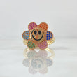 Anillo Flor Cara Feliz Movil 4.85gr / T6 1/2 / Circones Multicolar Oro Amarillo 18K ©