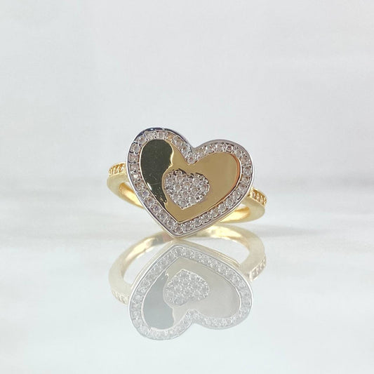 Anillo Corazón en Medio 4gr / T7 / Circones Blancos Oro Amarillo 18K ©