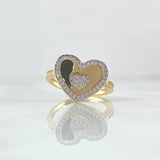 Anillo Corazón en Medio 4gr / T7 / Circones Blancos Oro Amarillo 18K ©