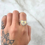 Anillo Corazón en Medio 4gr / T7 / Circones Blancos Oro Amarillo 18K ©