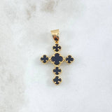 Dije Cruz Trébol VCyA 2.8gr / 3.2cm / Onix Negro Punteado Oro Amarillo Nac.Esp. 18K