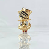 Dije Cara Pato Dinero 3.1gr / 3cm / Corbatín Rojo Circones Negros Oro Amarillo 18K *